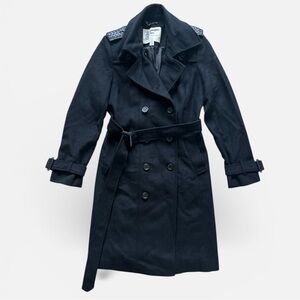 London Fog Classic Black Trench Coat Small